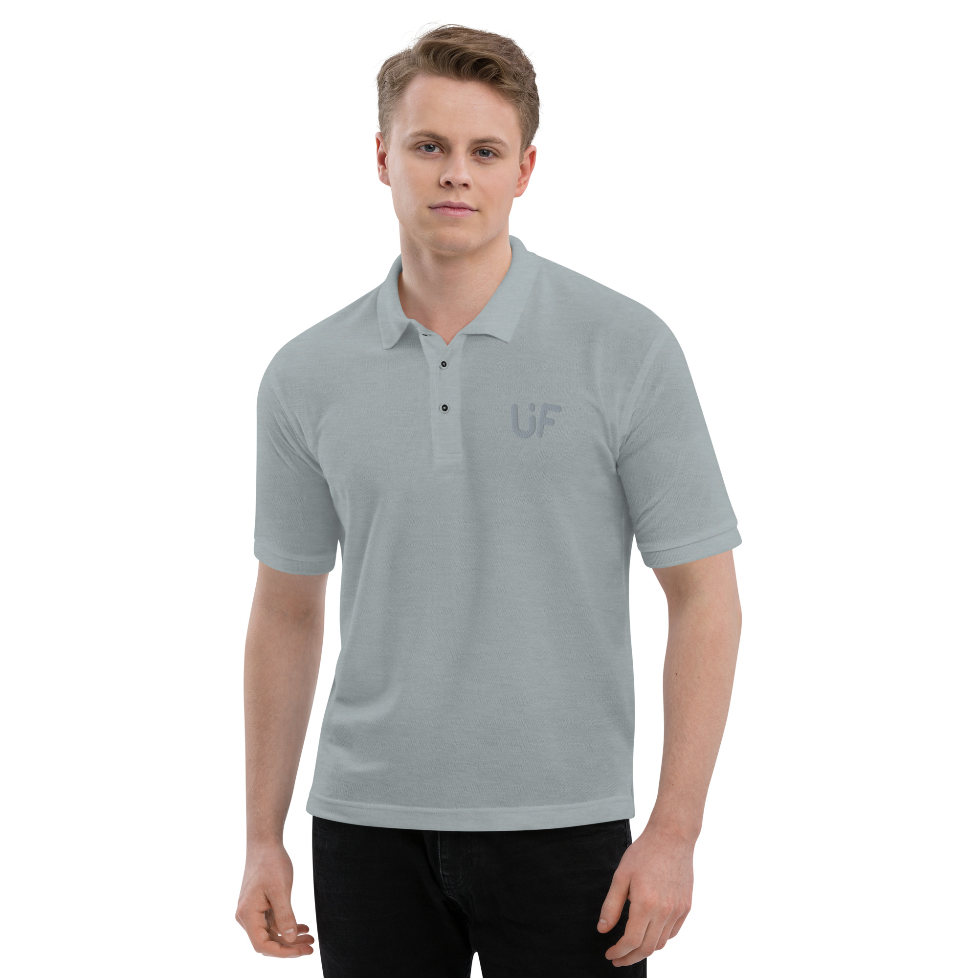 UtmostFear Grey Embroidered Premium Polo