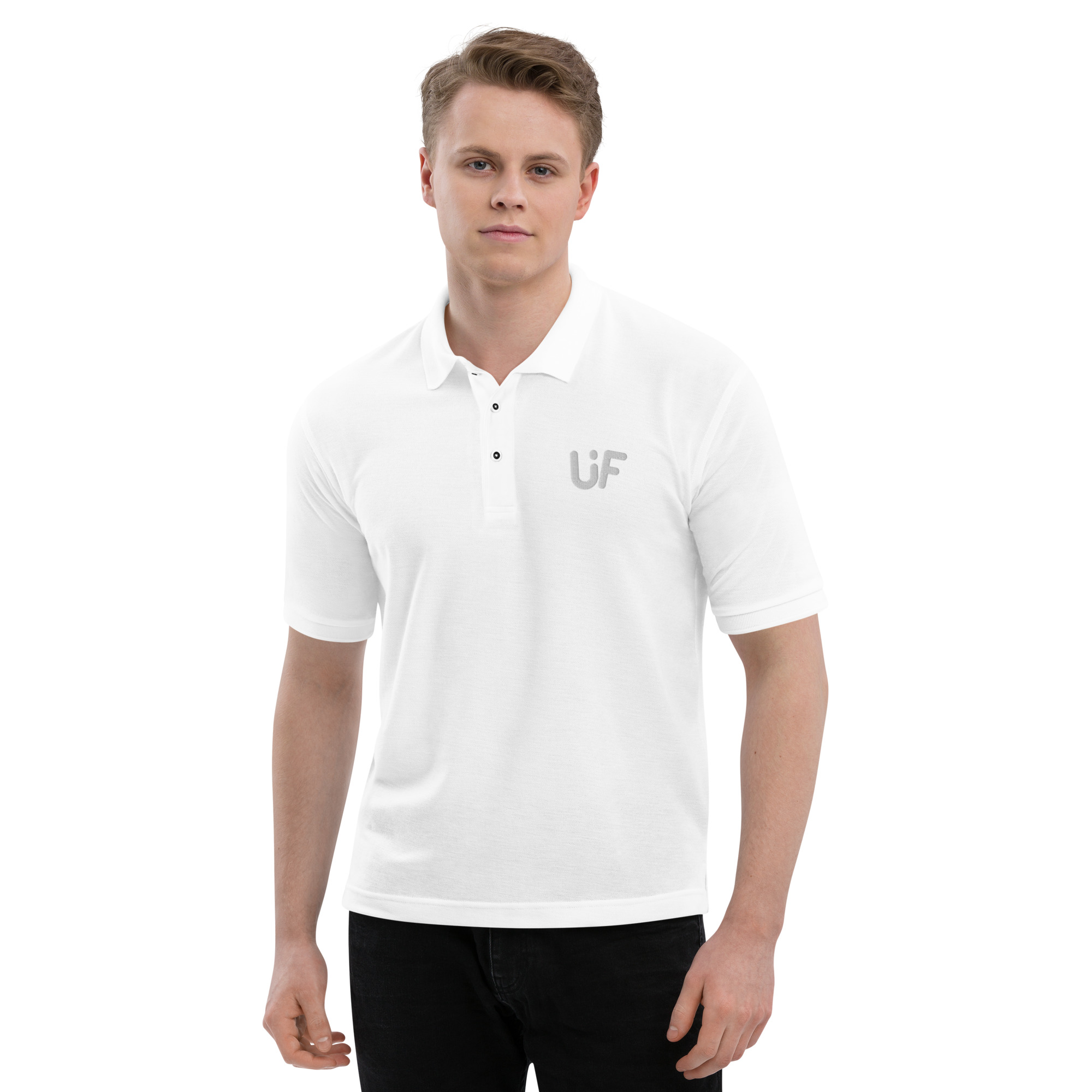 UtmostFear White Embroidered Premium Polo
